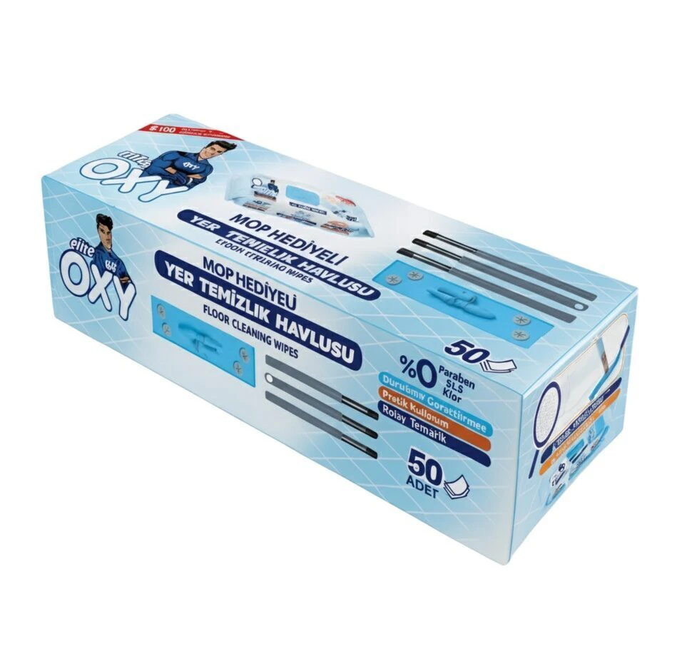 ست طی و دستمال مرطوب مستر اوکسی Mr.Oxy - تمیزی آسان و سریع کف (50 عددی) - فروشگاه اینترنتی ارس درمیس