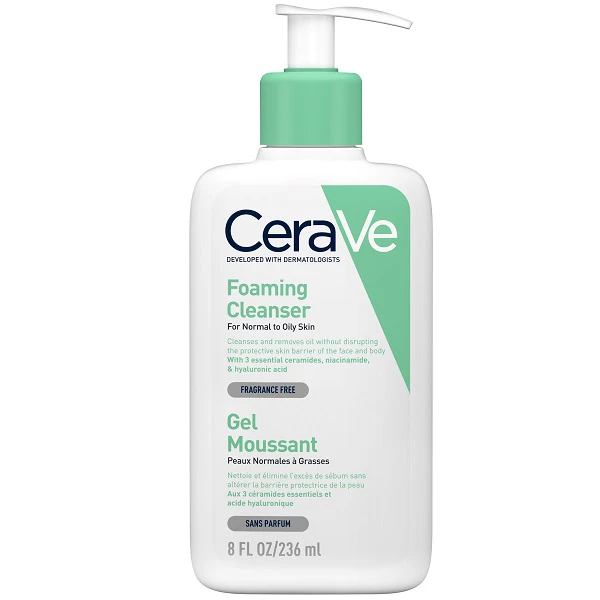 فوم شستشوی سراوی CeraVe مدل Foaming Cleanser - مناسب پوست‌های نرمال تا چرب | حجم 236 میلی‌لیتر - فروشگاه اینترنتی ارس درمیس