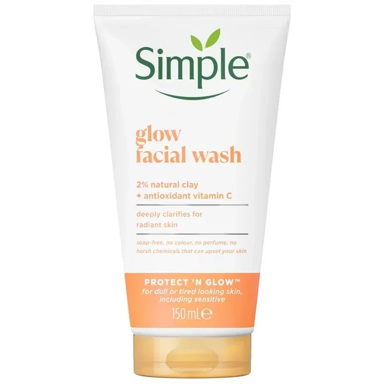 ژل شستشوی روشن کننده صورت سیمپل مدل Glow - حاوی 2% خاک رس طبیعی و ویتامین C | حجم 150 میلی‌لیتر - فروشگاه اینترنتی ارس درمیس