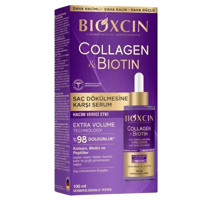 سرم ضد ریزش و حجم دهنده مو بیوکسین مدل Collagen &amp; Biotin | حجم 100 میل - فروشگاه اینترنتی ارس درمیس