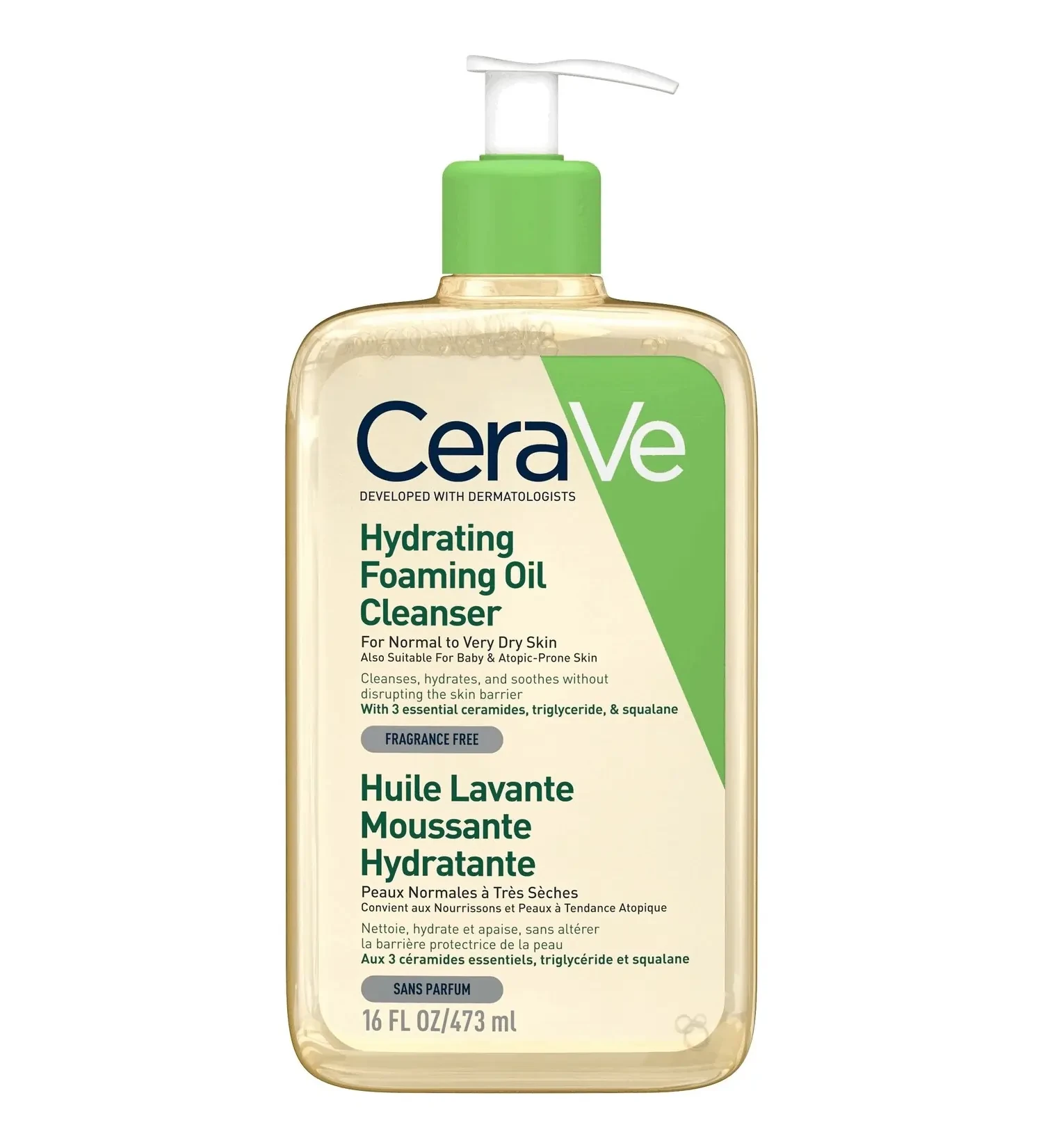 فوم شستشو روغنی و آبرسان سراوی CeraVe مدل Hydrating Foaming Oil Cleanser - مناسب پوست‌های نرمال تا خیلی خشک | حجم 473 میلی‌لیتر - فروشگاه اینترنتی ارس درمیس