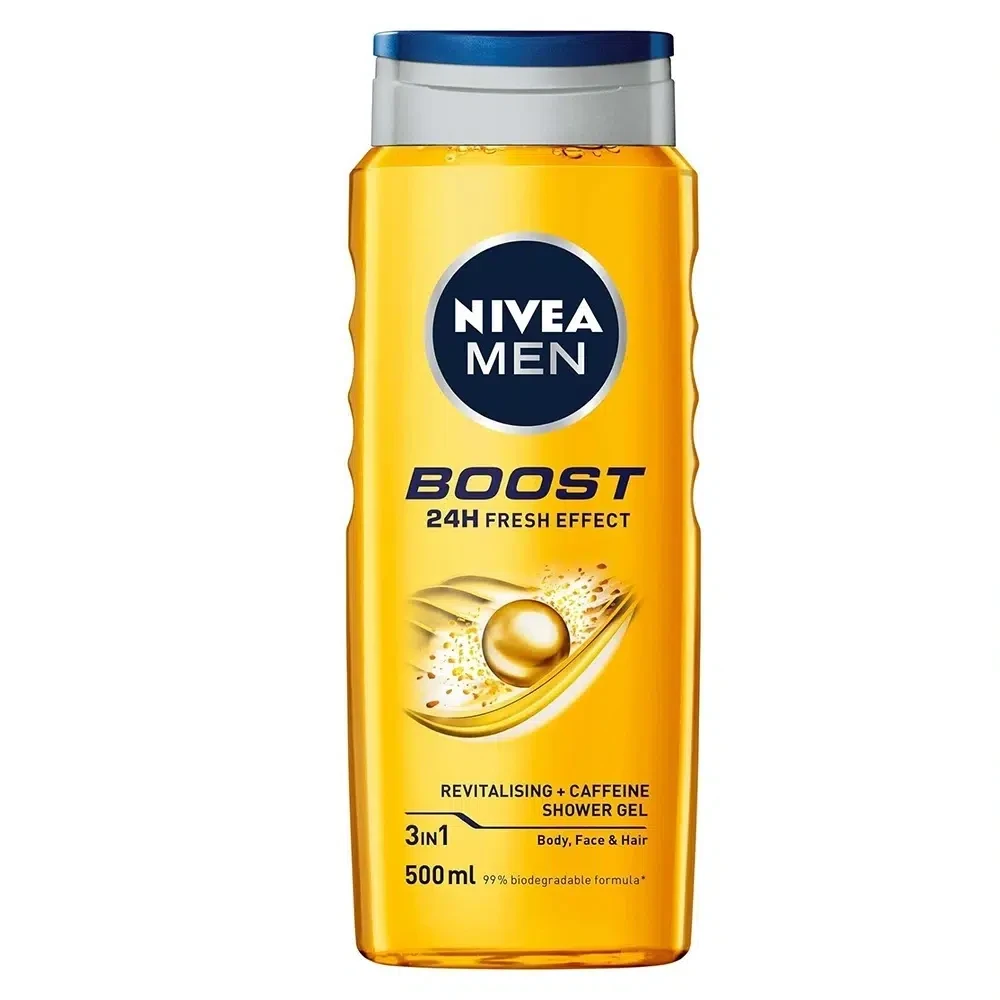 شامپو سر و بدن مردانه نیوآ Nivea مدل Boost | حجم 500 میل - فروشگاه اینترنتی ارس درمیس
