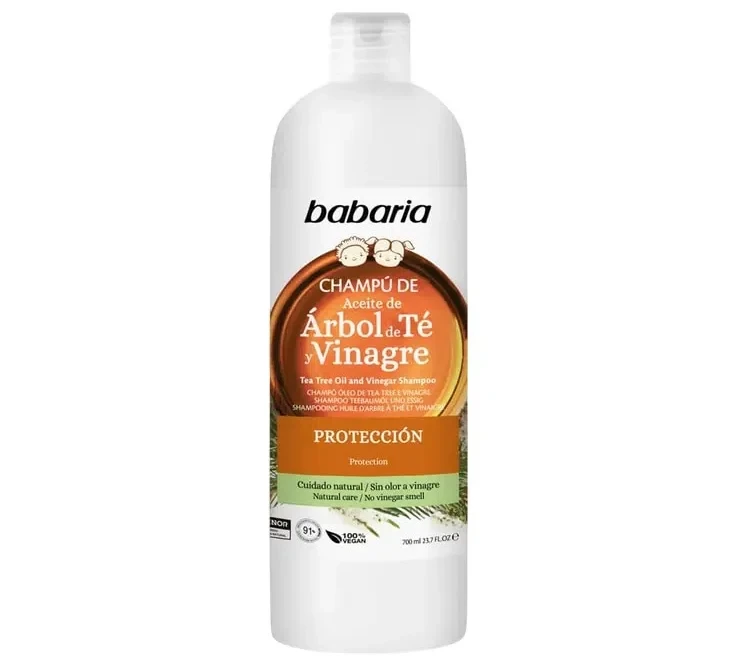 شامپو ضد شوره و پاک کننده باباریا Babaria مدل Tea Tree Oil And Vinega - حاوی روغن چای درختی و سرکه | حجم 700 میلی‌لیتر - فروشگاه اینترنتی ارس درمیس