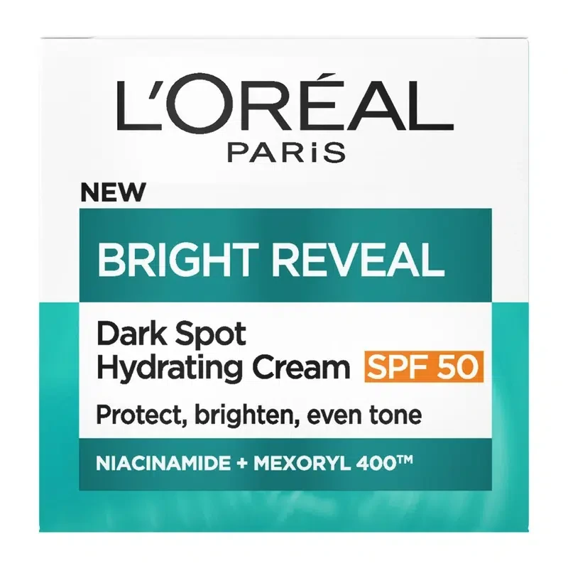 کرم مرطوب کننده و ضد لک لورآل L’Oréal مدل Bright Reveal - حاوی نیاسنامید و با SPF 50 | حجم 50 میلی‌لیتر - فروشگاه اینترنتی ارس درمیس