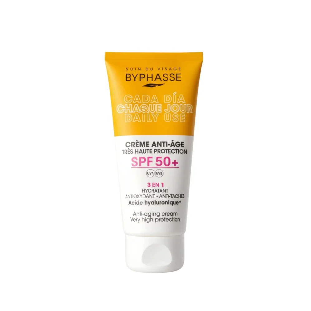 ضدآفتاب بی رنگ 3 کاره بایفاس SPF 50+ - Byphasse - آبرسان، آنتی‌اکسیدان و ضدچروک | حجم 50 میلی‌لیتر - فروشگاه اینترنتی ارس درمیس
