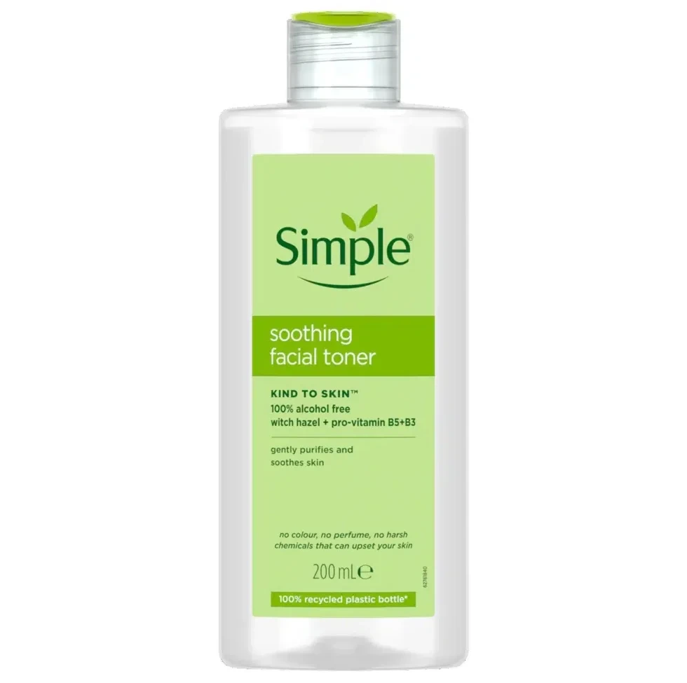 تونر تسکین دهنده و آبرسان سیمپل Simple مدل Soothing Facial Toner | حجم 200 میلی‌لیتر - فروشگاه اینترنتی ارس درمیس
