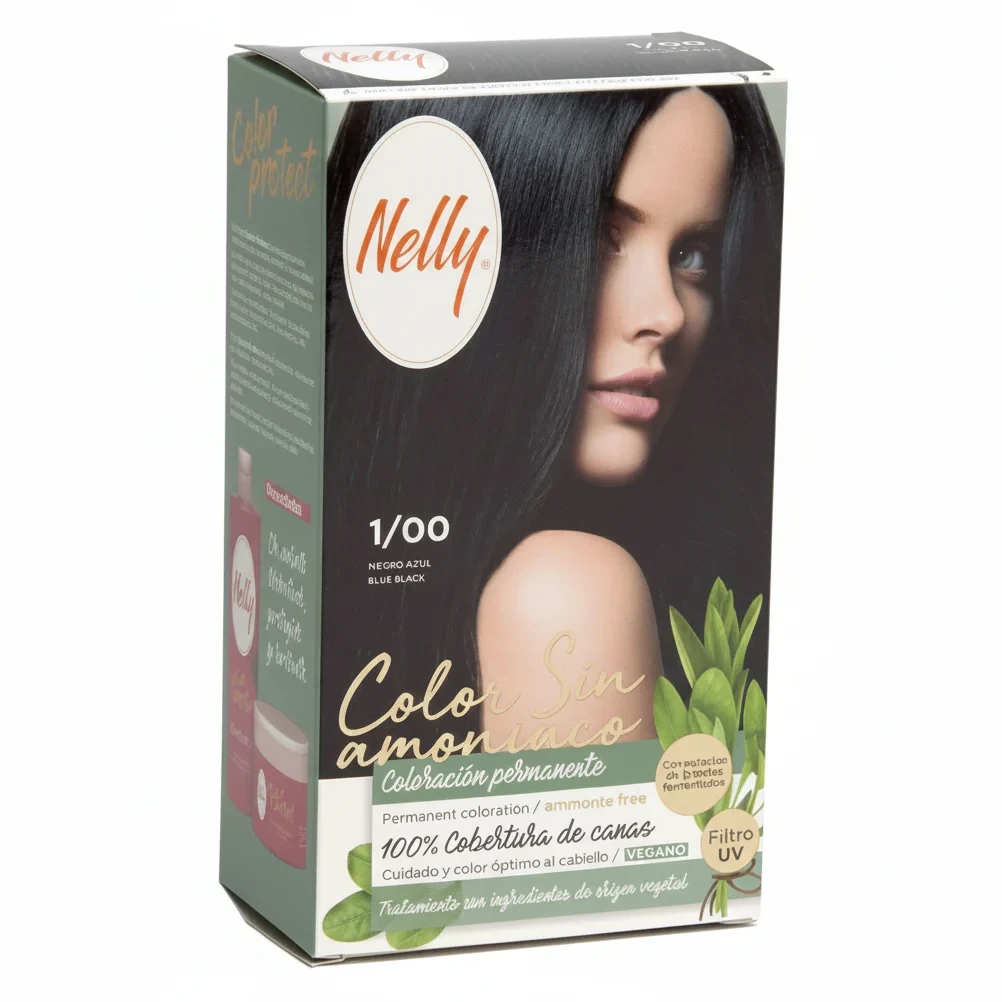 کیت رنگ مو بدون آمونیاک نلی شماره 1/00 - سری Ammonia Free - مدل Blue Black | حجم 50 + 50 میلی‌لیتر - فروشگاه اینترنتی ارس درمیس