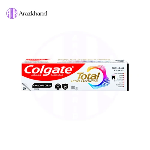 خمیر دندان تمیز کننده زغال کلگیت مدل Total Active Prevention حجم 110 گرم - فروشگاه آراز خرید