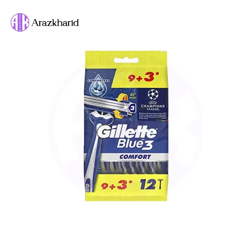 خودتراش اصلاح ژیلت مدل Blue 3 سری بسته 12 عددی - فروشگاه آراز خرید
