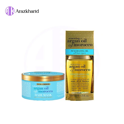 پک مراقبت موی او جی ایکس حاوی روغن آرگان ( ماسک مو آرگان او جی ایکس + روغن آرگان اوجی ایکس مناسب انواع مو ) - فروشگاه آراز خرید