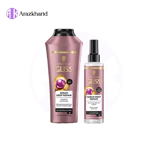 پک گلیس مدل serum deep repair (شامپو 400 میل +اسپری دوفاز 200 میل) - فروشگاه آراز خرید