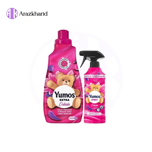 پک یوموش با رایحه ارکیده مدل Yomos Extra Orkide (نرم کننده لباس + اسپری خوشبو کننده) - فروشگاه آراز خرید