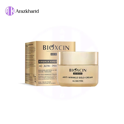کرم ضد چروک طلایی بیوکسین مدل GOLD CREAM حاوی پودر طلا و پروتئین ابریشم حجم 50 میل - فروشگاه آراز خرید