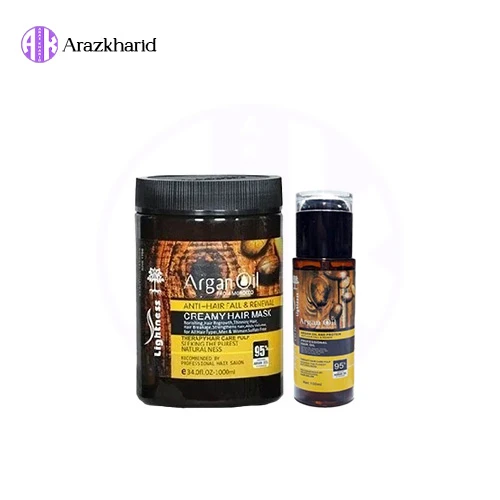 پک تقویت کننده و ترمیم کننده مو لایتنس مدل argan (ماسک مو 1000 میل + روغن آرگان 100 میل) - فروشگاه آراز خرید