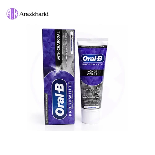 خمیر دندان سفید کننده زغالی اورال بی مدل PRO 3D WHITE WİTH CHARCOAL حجم 75 میل - فروشگاه آراز خرید