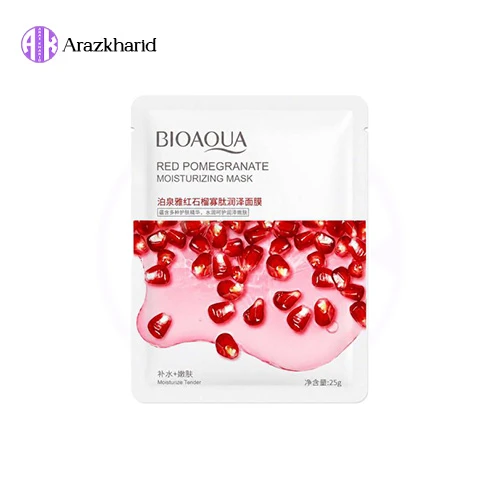 ماسک صورت ورقه‌ای انار قرمز بیوآکوا مدل مرطوب‌کننده و نرم‌کننده پوست حجم 25 گرم - فروشگاه آراز خرید