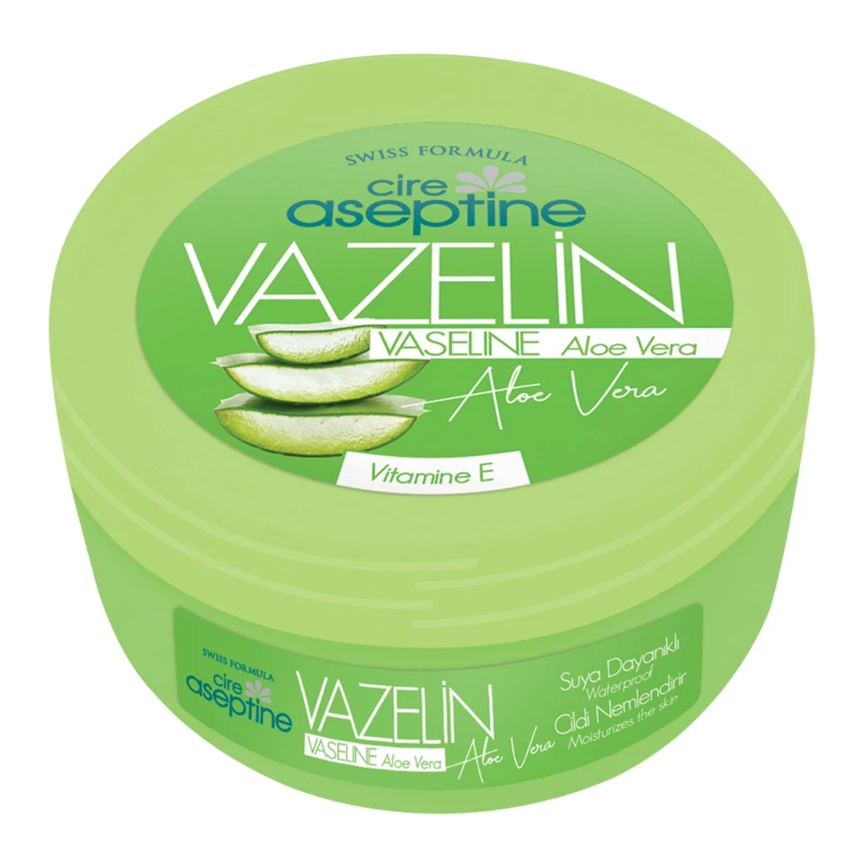 وازلین حاوی ویتامین E سیر آسپتین رایحه آلوئه ورا cire aseptine VASELINE Aloe Vera حجم 200 میلی لیتر - ارس شاین