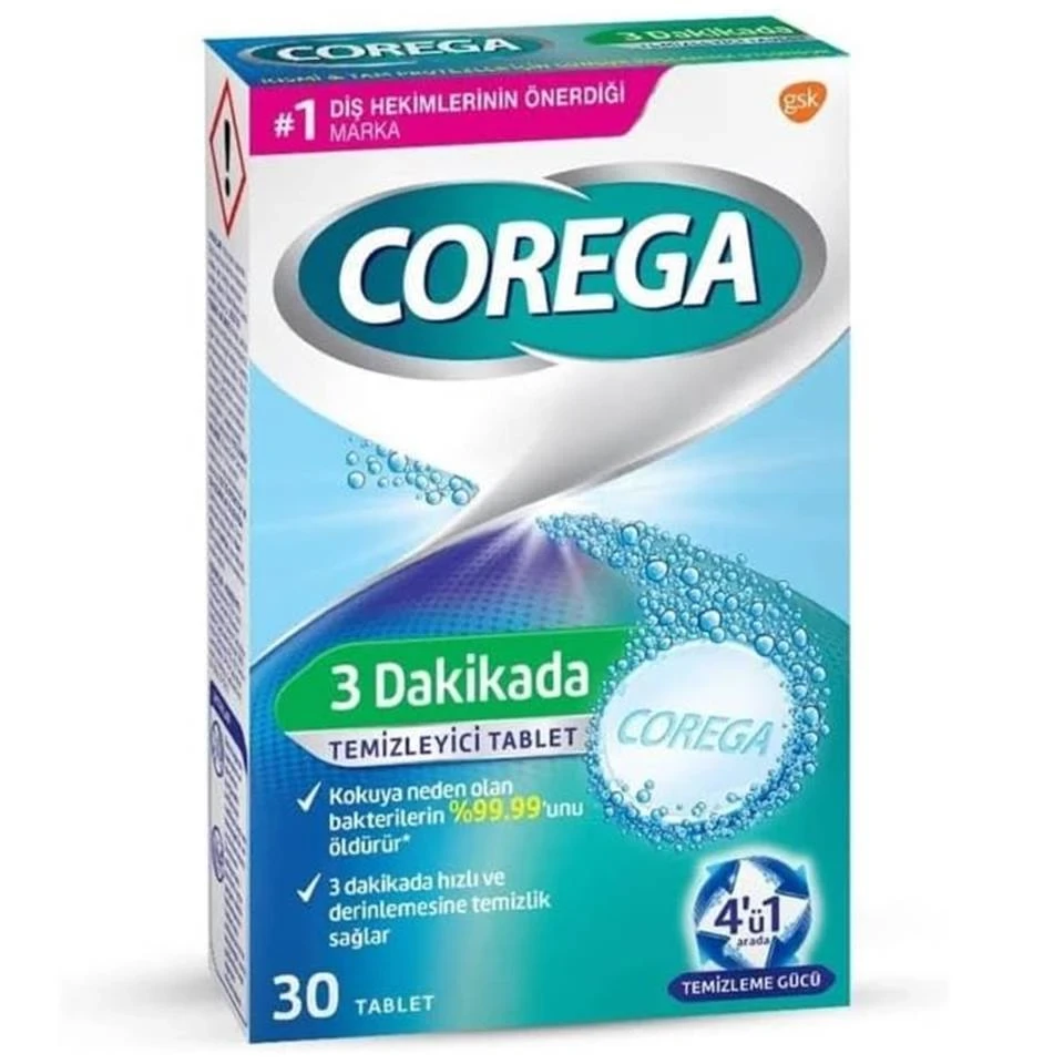 قرص جرم گیر دندان مصنوعی کورگا COREAGA بسته 30 عددی - ارس شاین