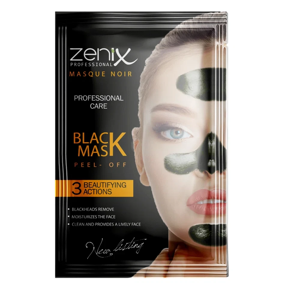 ماسک صورت زغالی لایه بردار ساشه‌ای زنیکس zenix peel off face mask black sachets وزن 15 گرم - ارس شاین