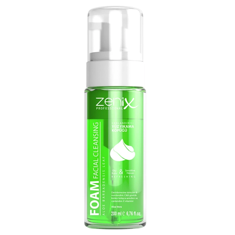 فوم پاک کننده صورت آلوئه ورا زنیکس zenix face cleaning foam aloe vera حجم 200 میلی لیتر - ارس شاین