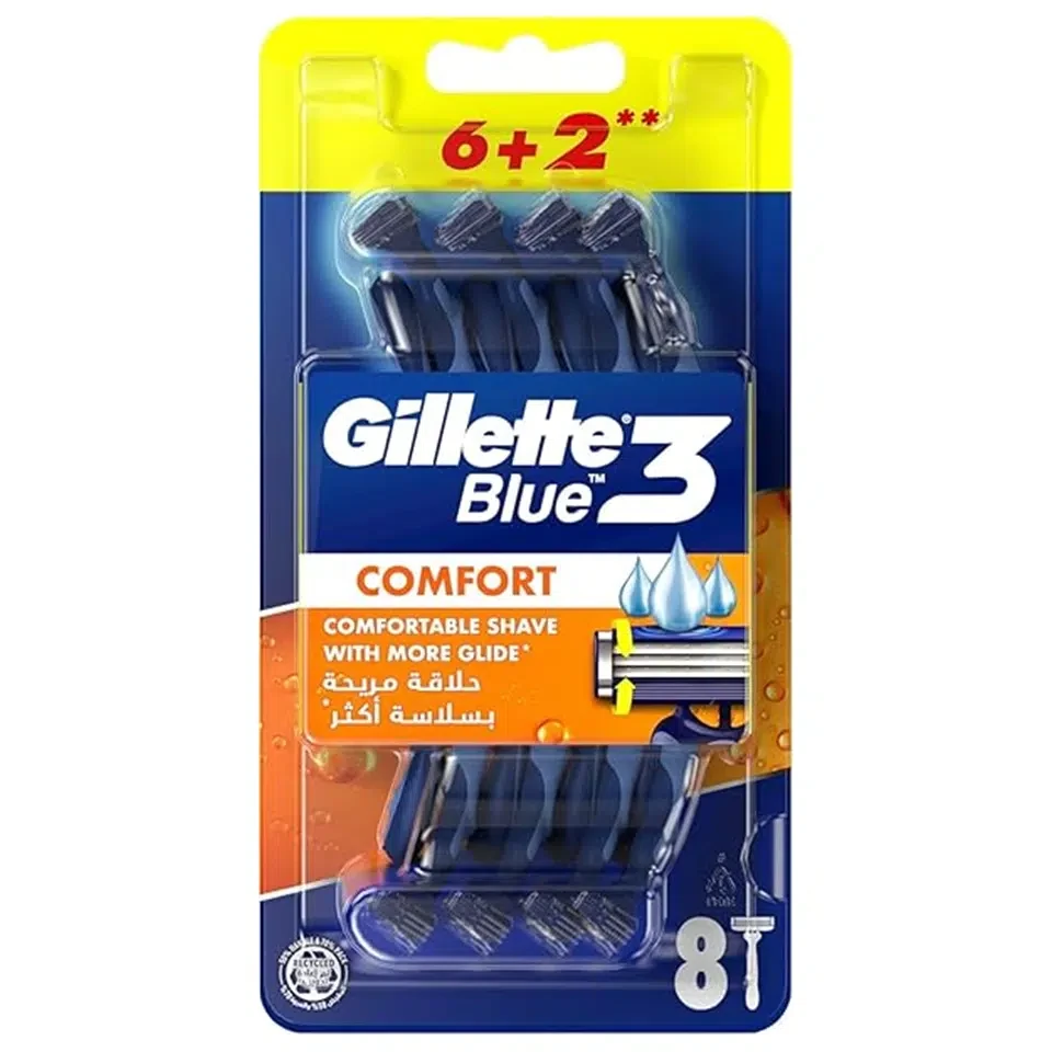 خود تراش بلو تری کامفورت ژیلت Gillette 3 COMFORT بسته 8 عددی - ارس شاین