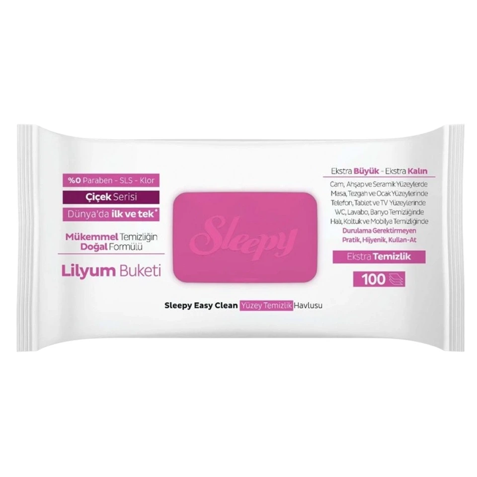 دستمال مرطوب سطوح چند منظوره اسلیپی رایحه دسته گل لیلیوم Sleepy Lilyum Buketi بسته 100 عددی - ارس شاین