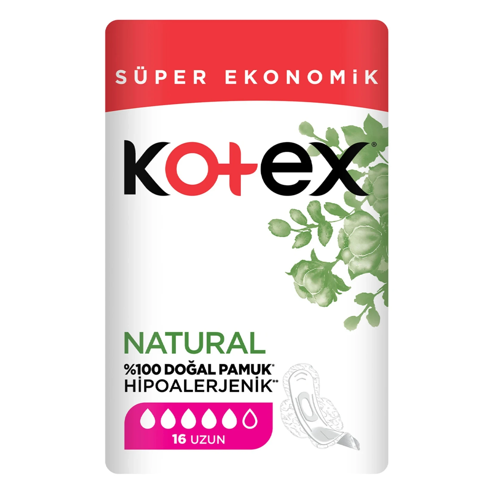 نوار بهداشتی کوتکس بلند مدل نچرال Kotex Natural بسته 16 عددی - ارس شاین