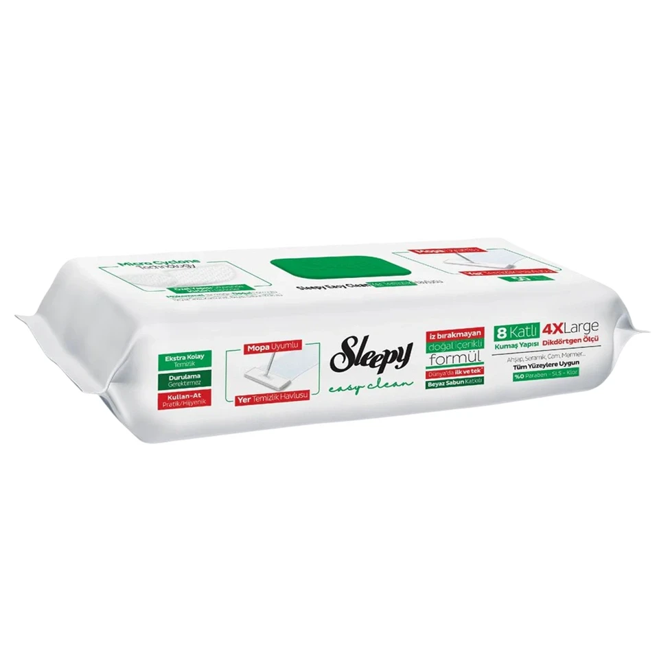 دستمال مرطوب طی چند منظوره اسلیپی رنگ سبز Sleepy mop uyumlu بسته 50 عددی - ارس شاین