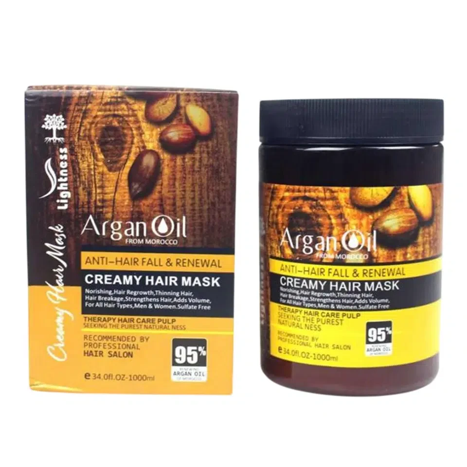 ماسک مو داخل حمام بدون سولفات 95% آرگان مدل ماسک مو کرمی ARGAN OIL creamy hair mask حجم 1000 میلی لیتر - ارس شاین