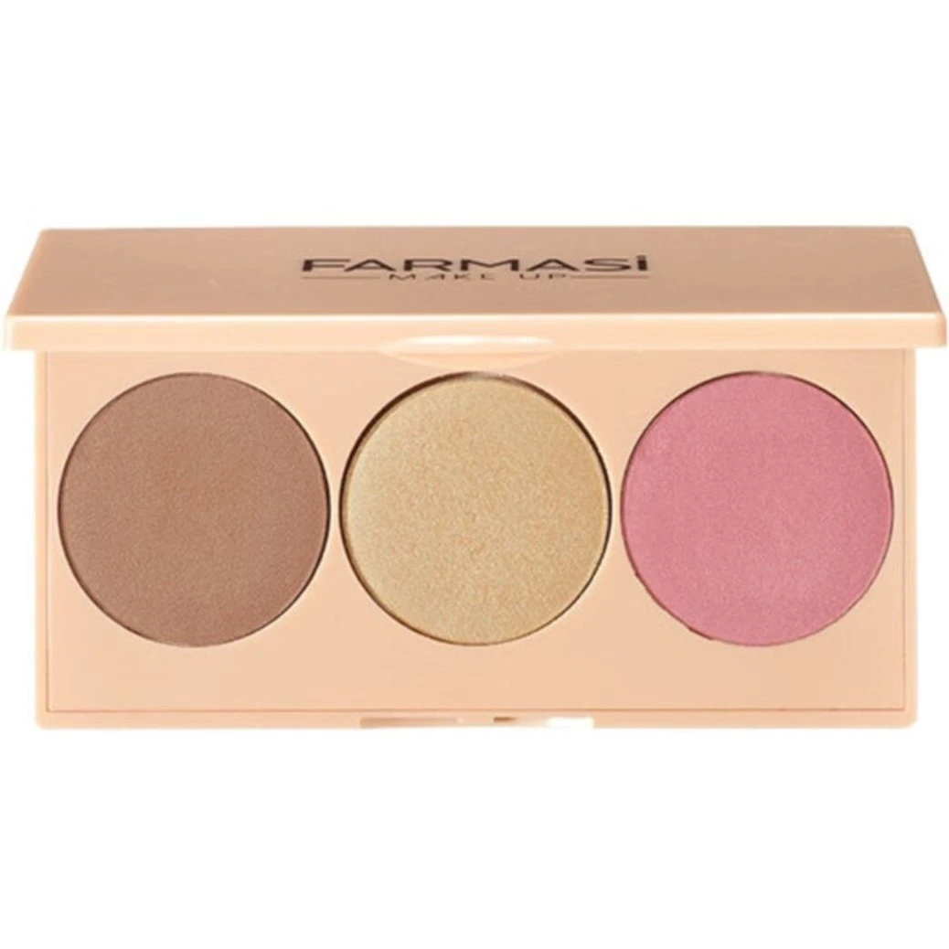 پالت سه‌تایی رژگونه، هایلایتر و کانتور فارماسی Farmasi Face Palette – Blush, Highlighter &amp; Contour (3in1) - ارس شاین