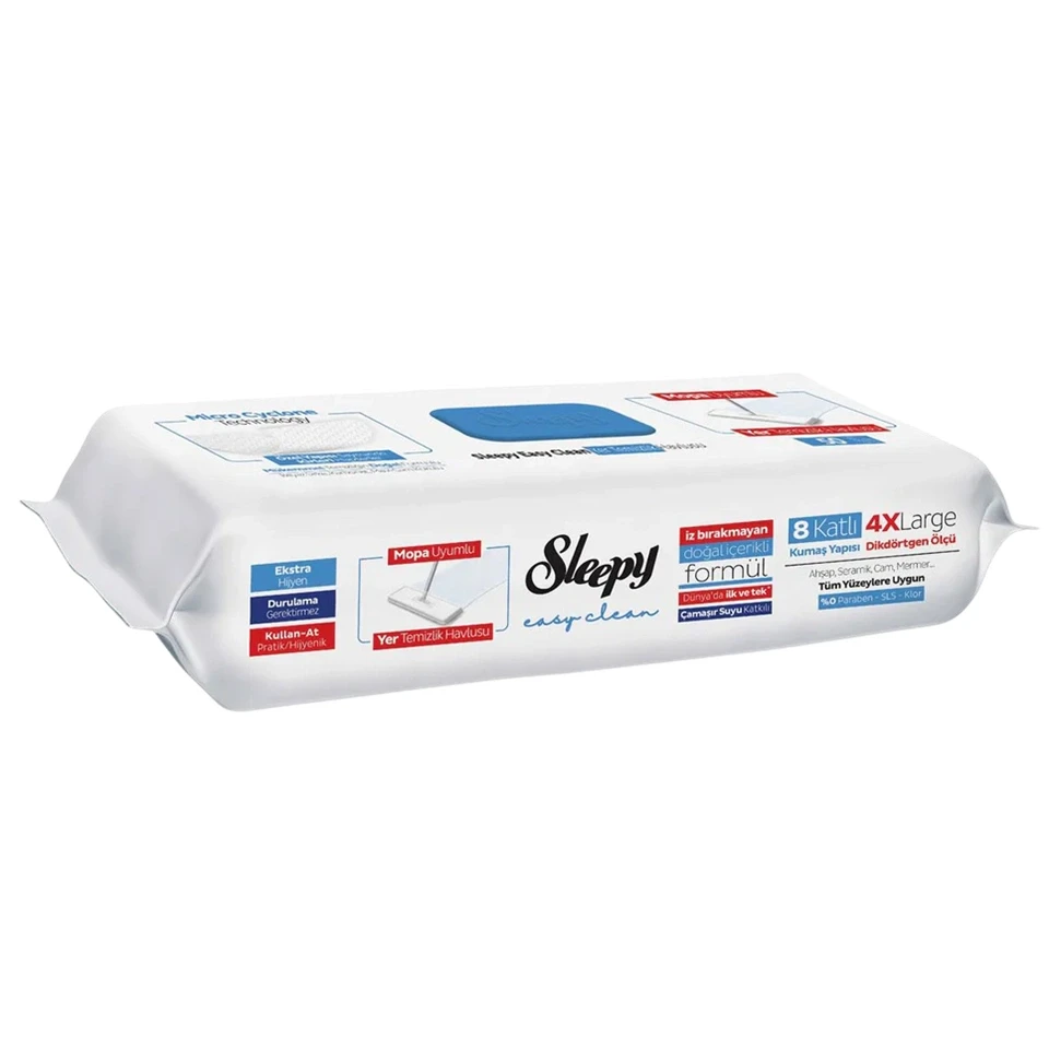 دستمال مرطوب طی چند منظوره اسلیپی رنگ آبی Sleepy mop uyumlu بسته 50 عددی - ارس شاین