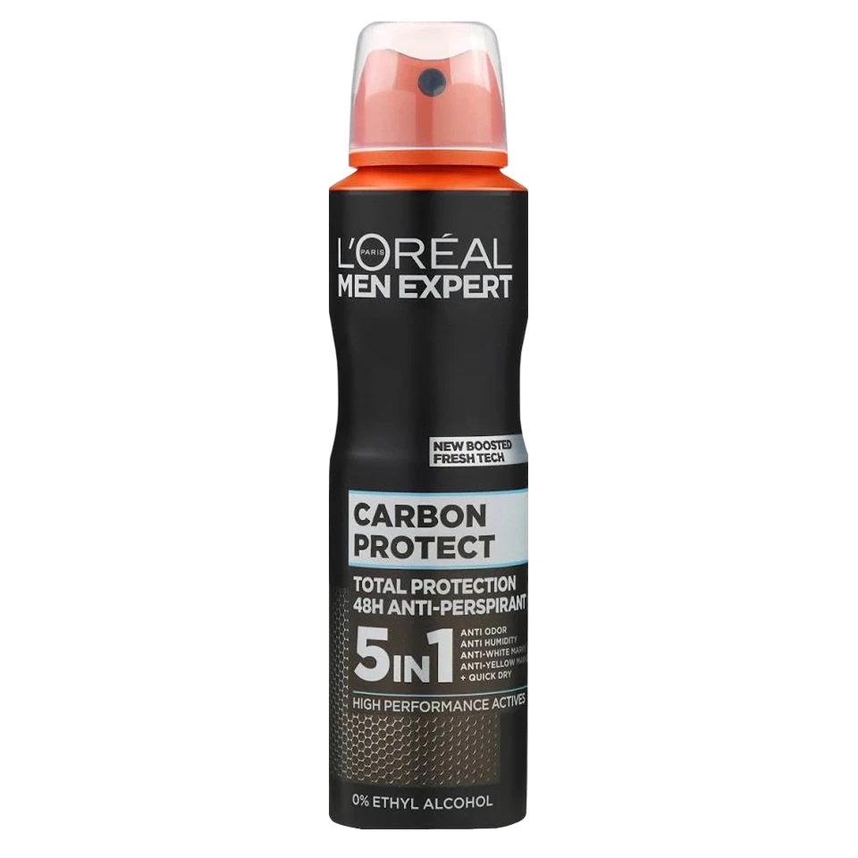 اسپری ضد تعریق مردانه لورال 48 ساعته رایحه محافظ کربنی L'OREAL CARBON PROTECT حجم 250 میلی لیتر - ارس شاین