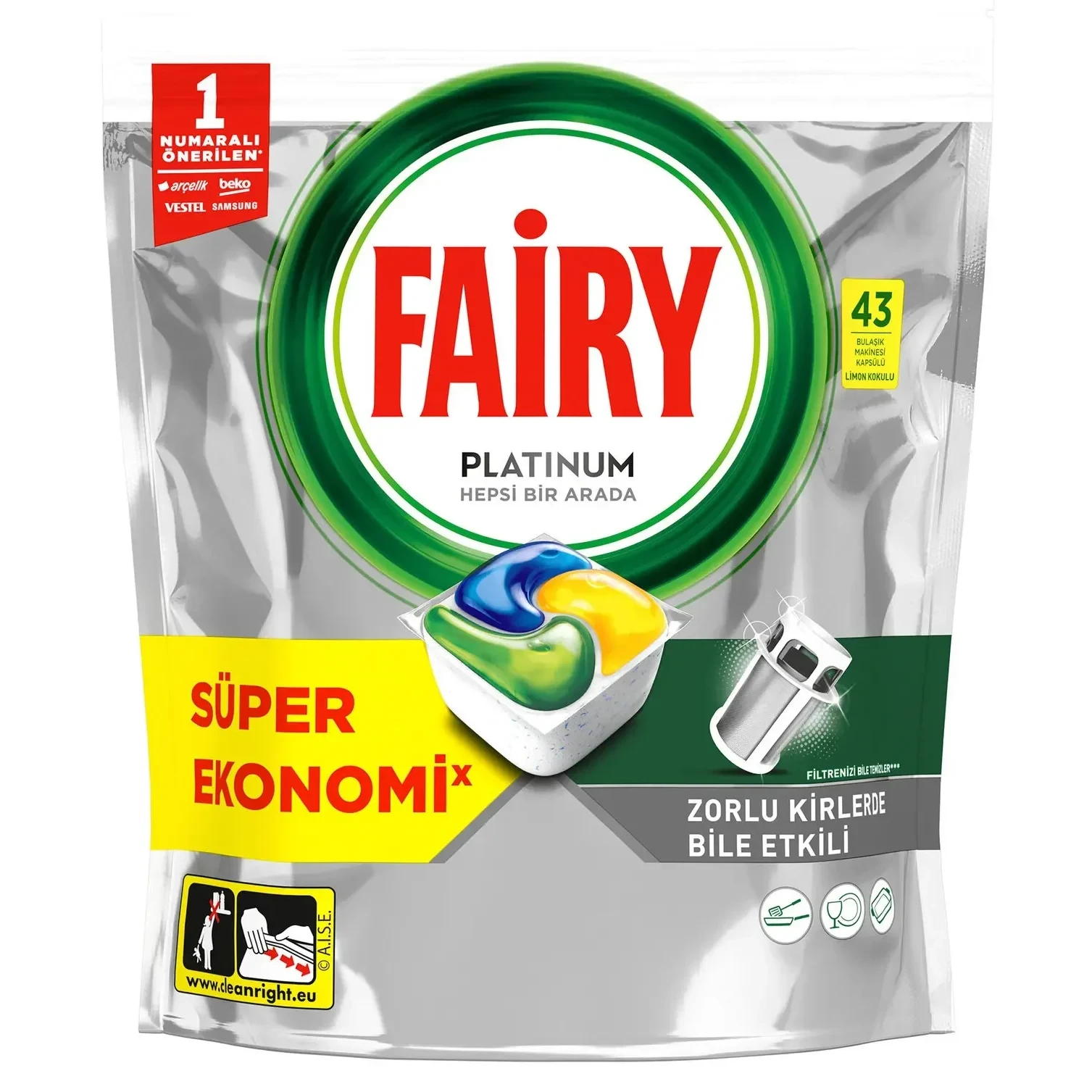 قرص ماشین ظرفشویی فیری پلاتینیوم FAIRY PLATINUM بسته 43 عددی - ارس شاین