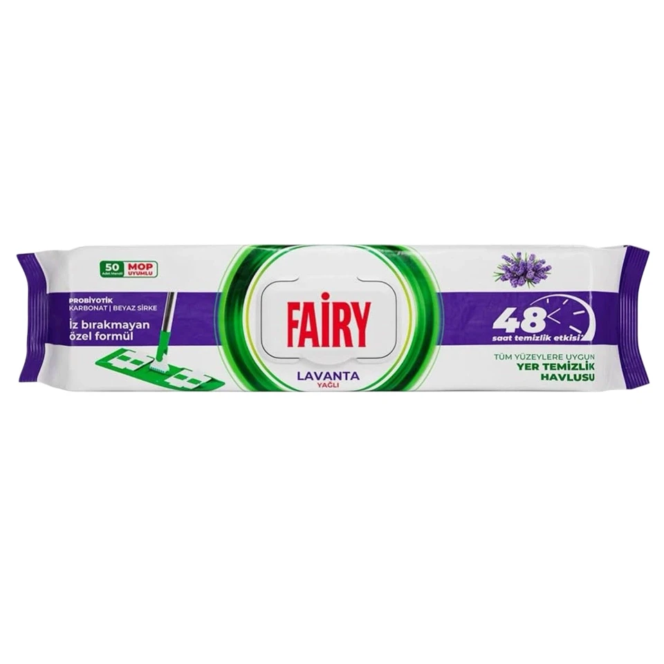 دستمال مرطوب طی چند منظوره فیری رایحه لاوندر FAIRY mop uyumlu LAVANTA بسته 50 عددی - ارس شاین