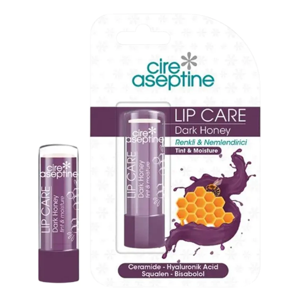 بالم لب رنگی هیالونیک سیر آسپتین طعم عسل سیاه cire aseptine LIP CARE Dark Honey - ارس شاین