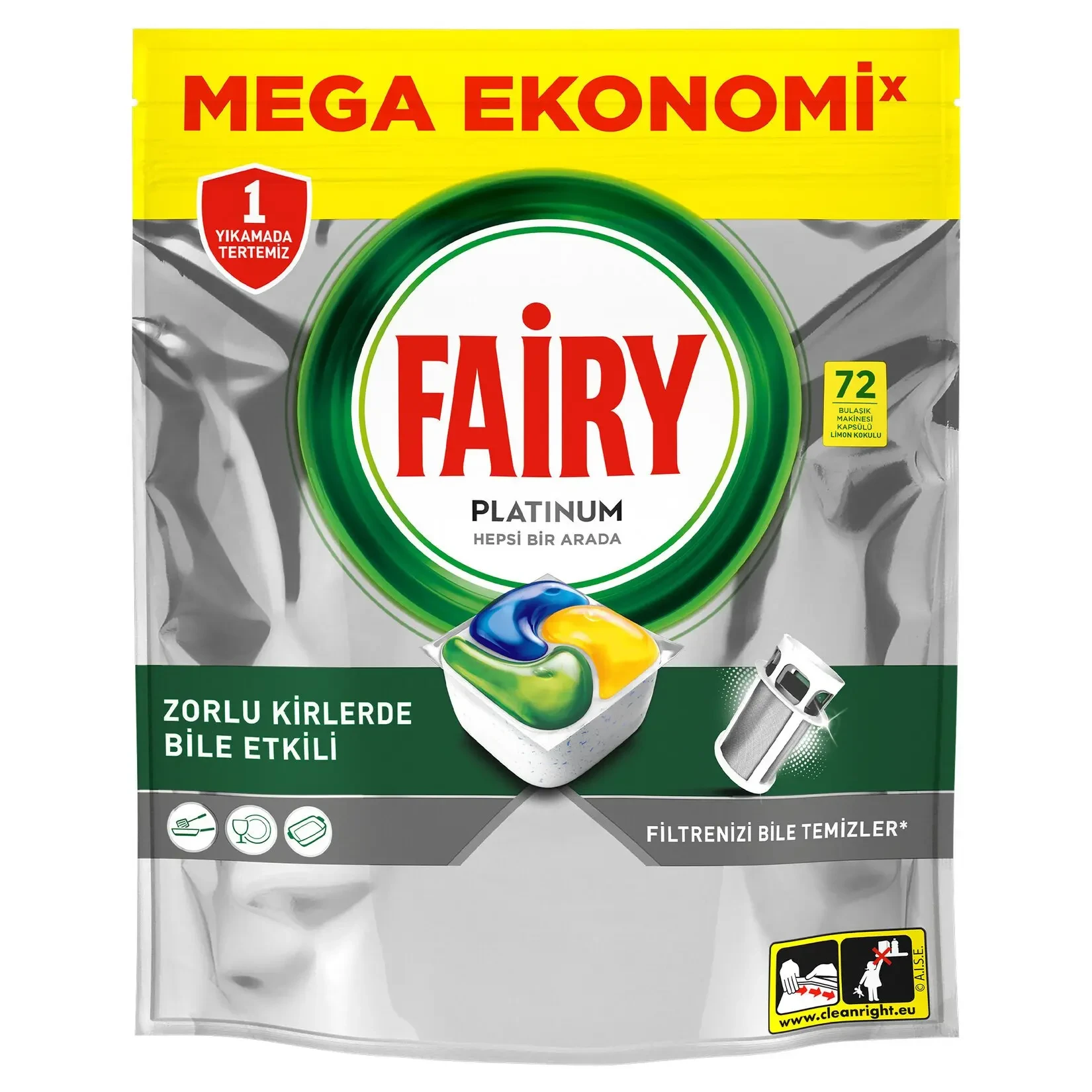 قرص ماشین ظرفشویی فیری پلاتینیوم FAIRY PLATINUM بسته 72 عددی - ارس شاین