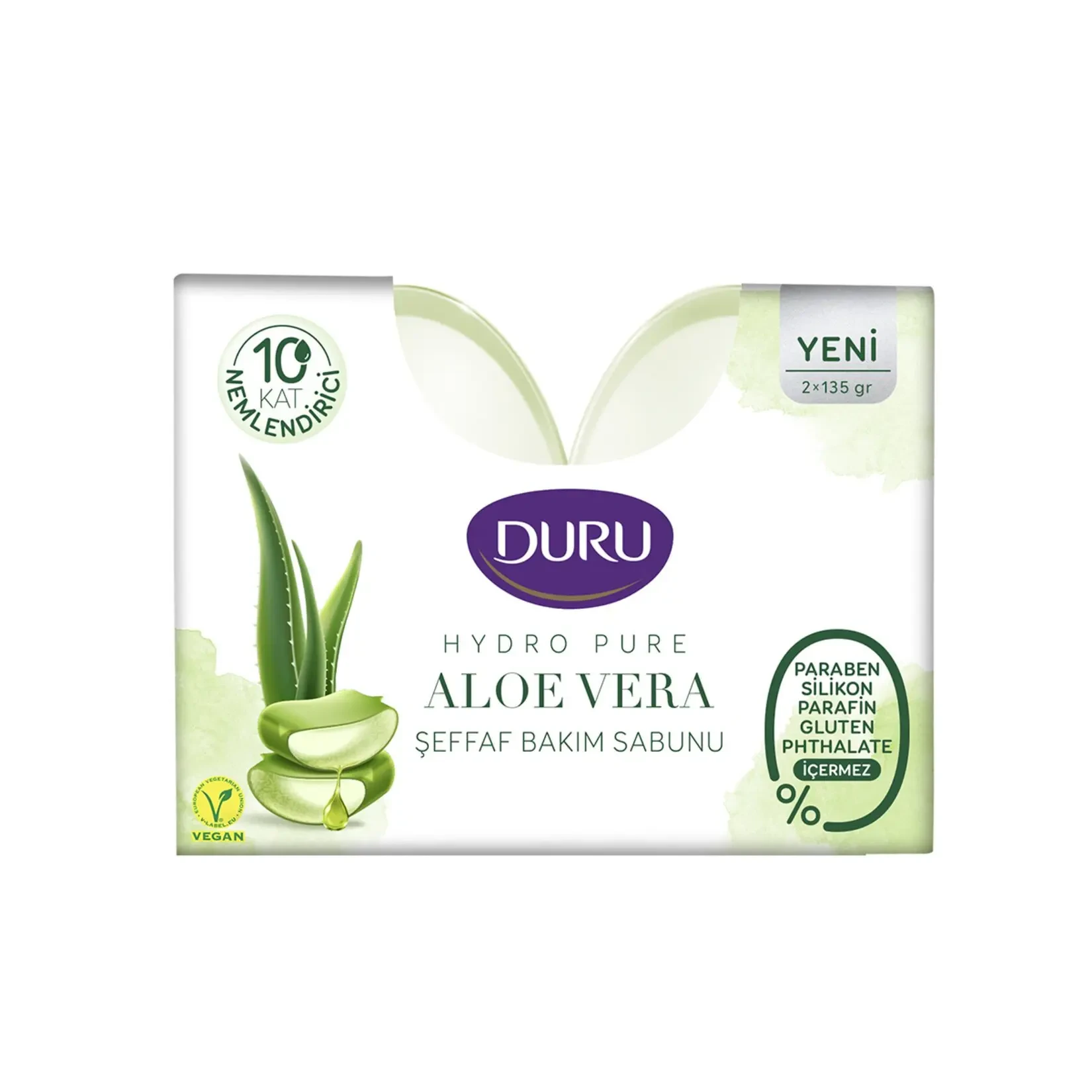 صابون شیشه ای دورو سبز مدل مدل آلوورا DURU ALOE VERA بسته 2 عددی - ارس شاین