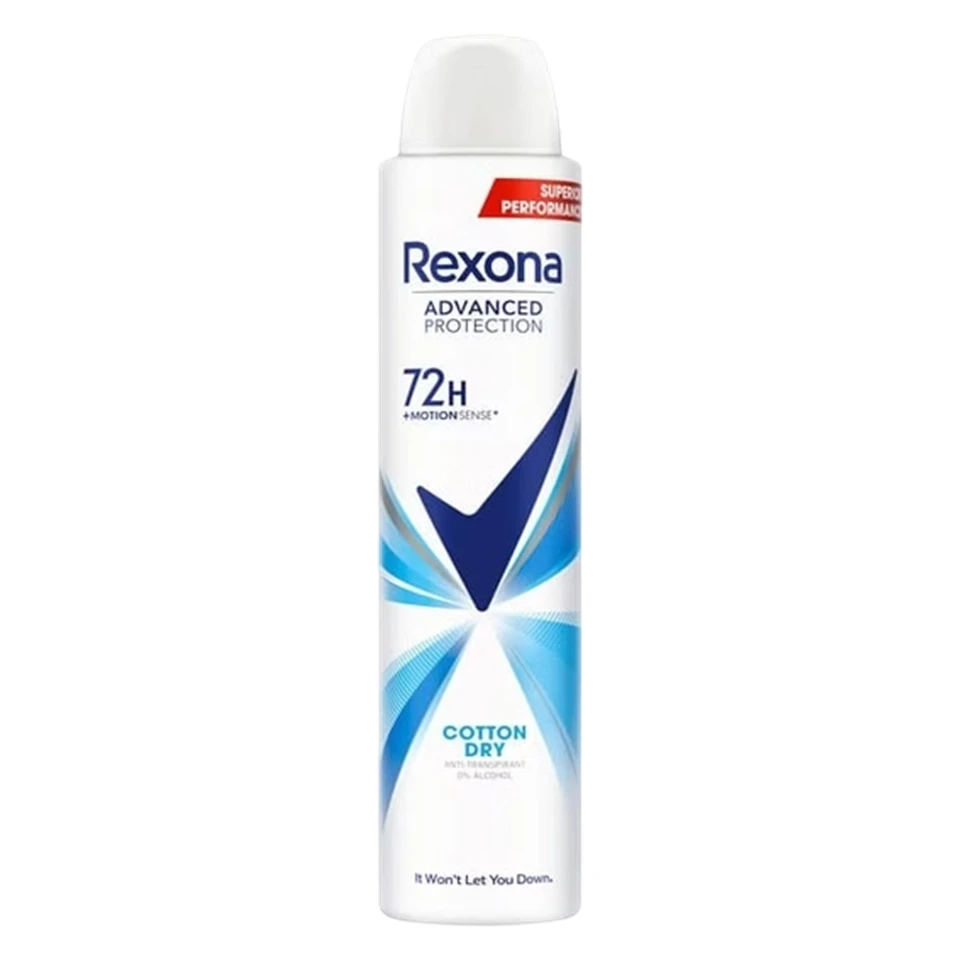 اسپری ضد تعریق 72 ساعته زنانه رکسونا رایحه پنبه خشک Rexona cotton dry حجم 200 میلی لیتر - ارس شاین