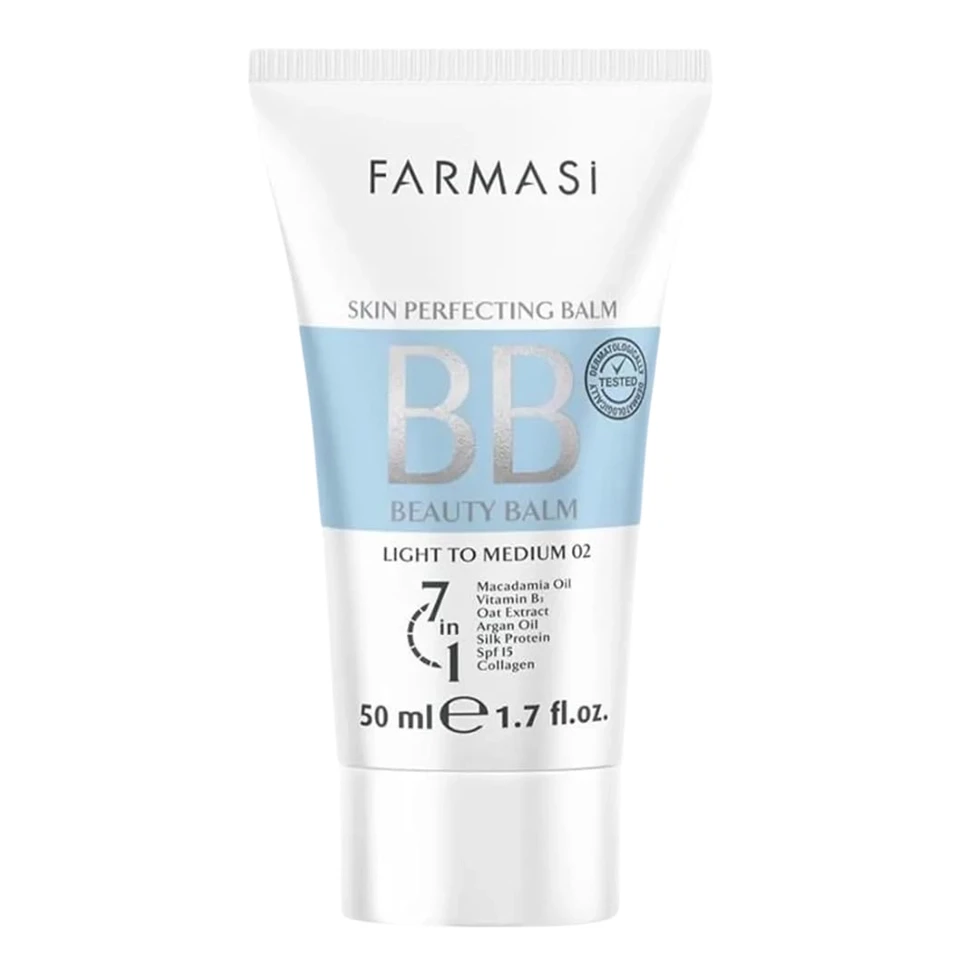 BB کرم فارماسی شماره 02 FARMASI BEAUTY BALM (BB) CRREAM Light to medium حجم 50 میلی لیتر - ارس شاین