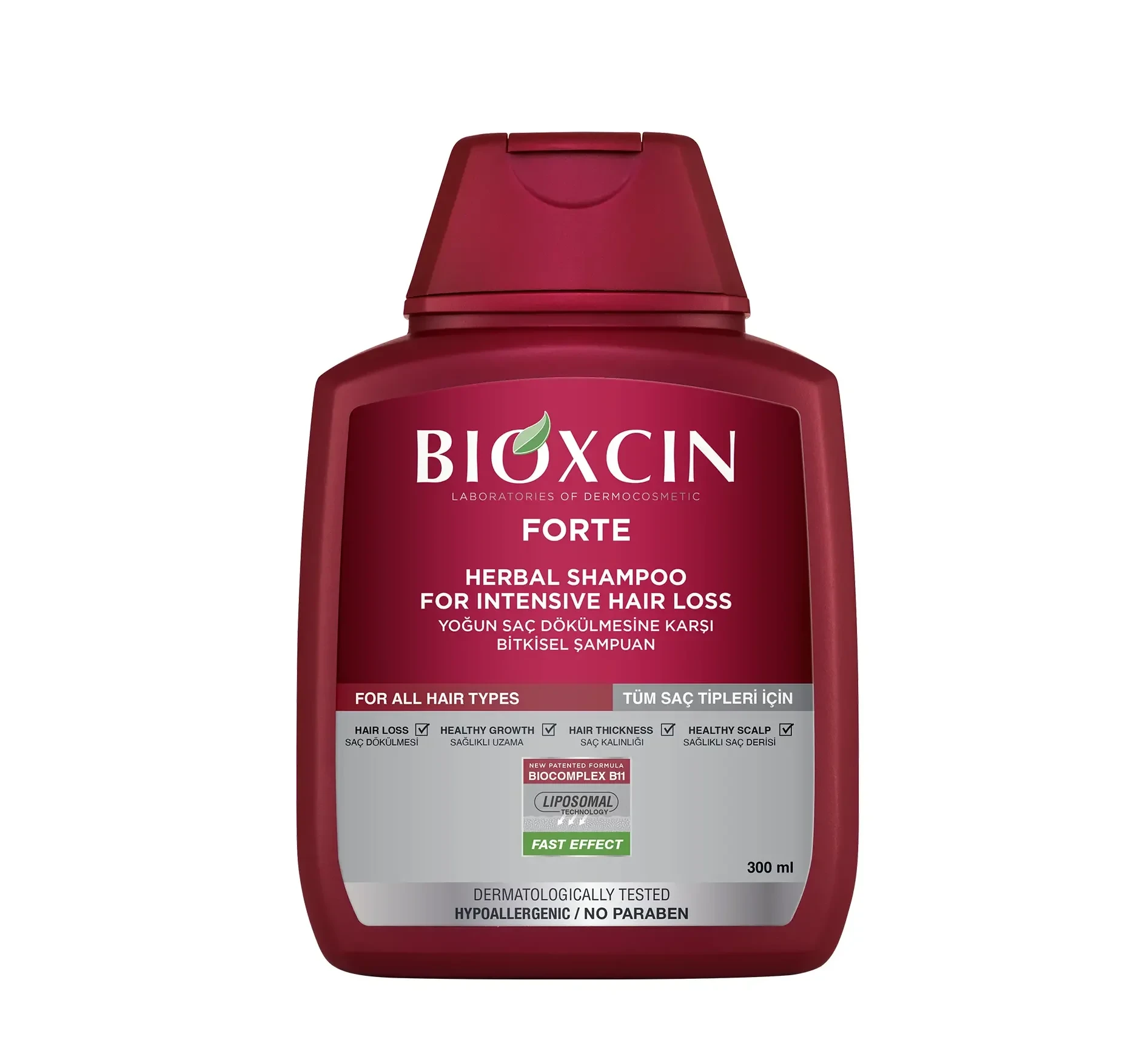 شامپو مو بیوکسین مدل فورت BIOXCIN FORTE حجم 300 میلی لیتر - ارس شاین