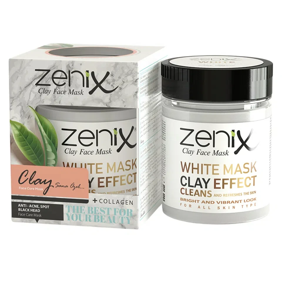ماسک صورت خاک رس سری طبیعی سفید زنیکس zenix clay mask natural series white وزن 190 گرم - ارس شاین