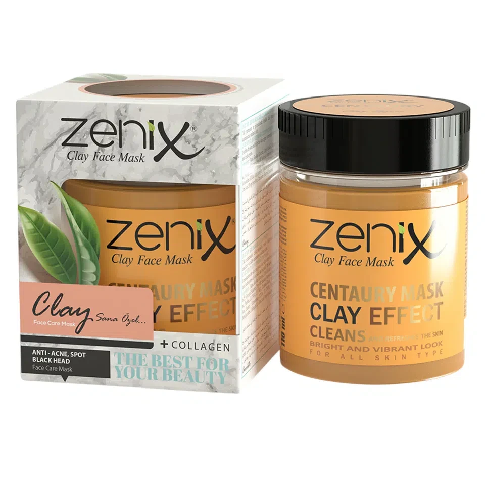 ماسک صورت خاک رس سری طبیعی سنتوری زنیکس zenix clay mask natural series centaury وزن 190 گرم - ارس شاین