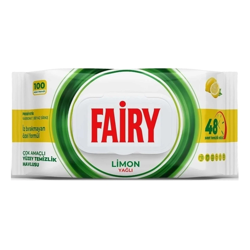 دستمال مرطوب سطوح چند منظوره فیری رایحه لیمو FAIRY LİMON YAĞLI بسته 100 عددی - ارس شاین