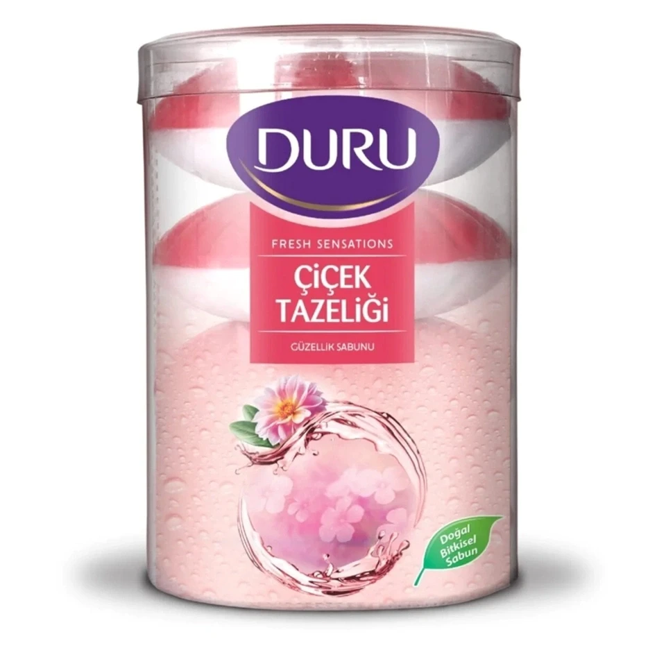 صابون حمام دورو لیوانی رایحه گل‌های بهاری DURU ÇİÇEK TAZÉLİĞİ بسته 4 عددی (400 گرم) - ارس شاین