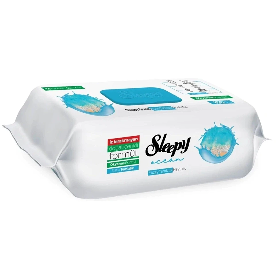 دستمال مرطوب سطوح چند منظوره اسلیپی رایحه اقیانوس Sleepy Ocean Yüzey Temizlik Havlusu بسته 100 عددی - ارس شاین