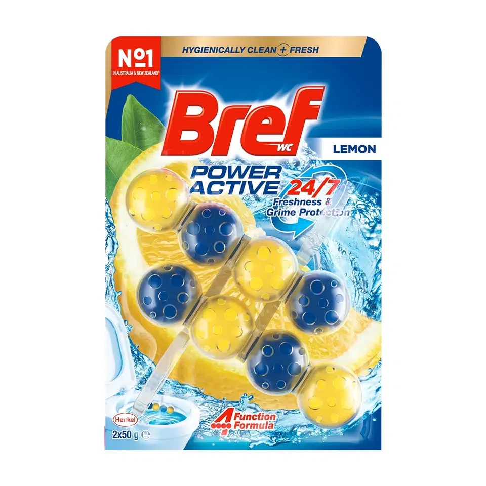 خوشبو کننده توالت برف توپی رایحه لیمو Bref POWER AKTIV LEMON بسته 8 عددی - ارس شاین