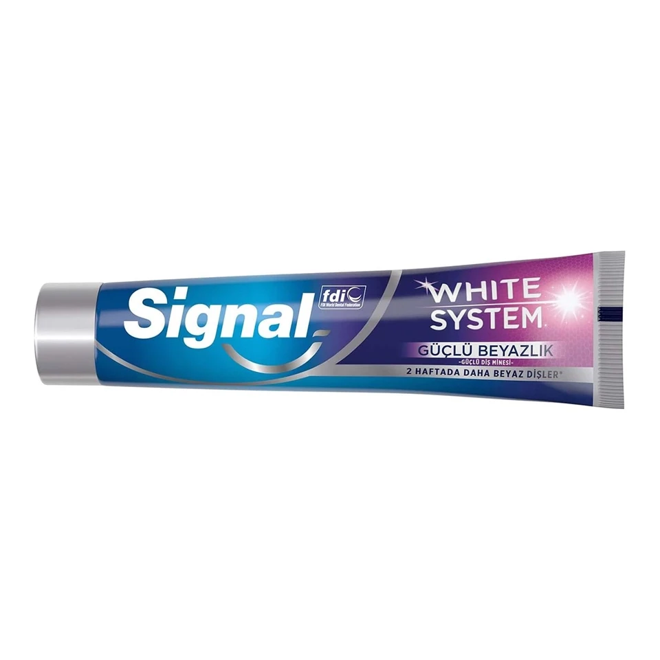 خمیر دندان سفید کننده وایت سیستم سیگنال مدل سفیدی قوی Signal WHITE SYSTEM ARINDIRICI BEYAZLIK حجم 75 میلی لیتر - ارس شاین