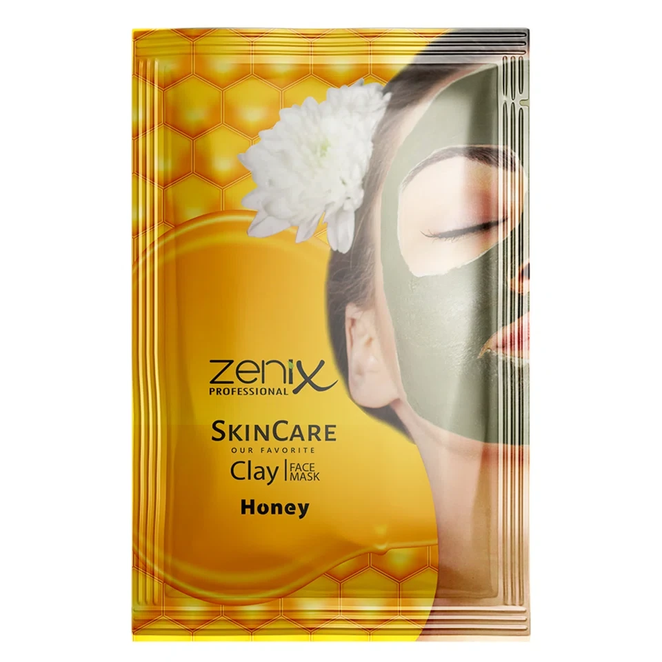 ماسک صورت خاک رس و عسل ساشه‌ای زنیکس zenix clay face mask honey sachets وزن 20 گرم - ارس شاین