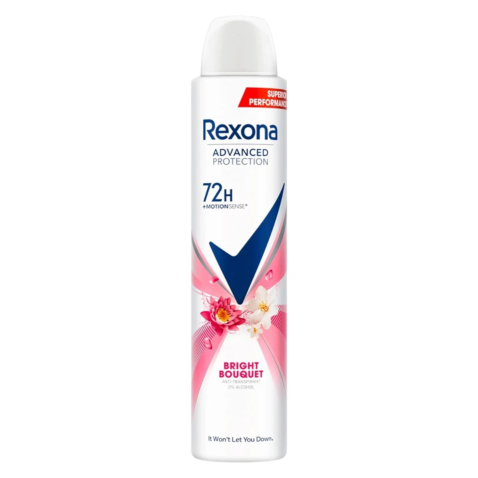 اسپری ضد تعریق 72 ساعته زنانه رکسونا رایحه دسته گل روشن Rexona BRIGHT BOUQUET حجم 200 میلی لیتر - ارس شاین