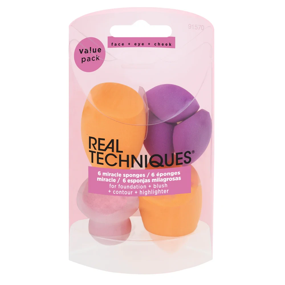 بیوتی بلندر 6 تایی ریل تکنیک کرم پودر + رژگونه + کانتور + هایلایتر REAL TECHNIQUES 6 miracle sponges - ارس شاین